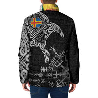 Aland Viking Ravens Padded Jacket Vegvisir Runes Pattern - Wonder Print Shop