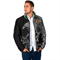 Aland Viking Ravens Padded Jacket Vegvisir Runes Pattern - Wonder Print Shop