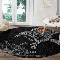 Aland Viking Ravens Round Carpet Vegvisir Runes Pattern - Wonder Print Shop