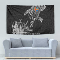 Aland Viking Ravens Tapestry Vegvisir Runes Pattern - Wonder Print Shop