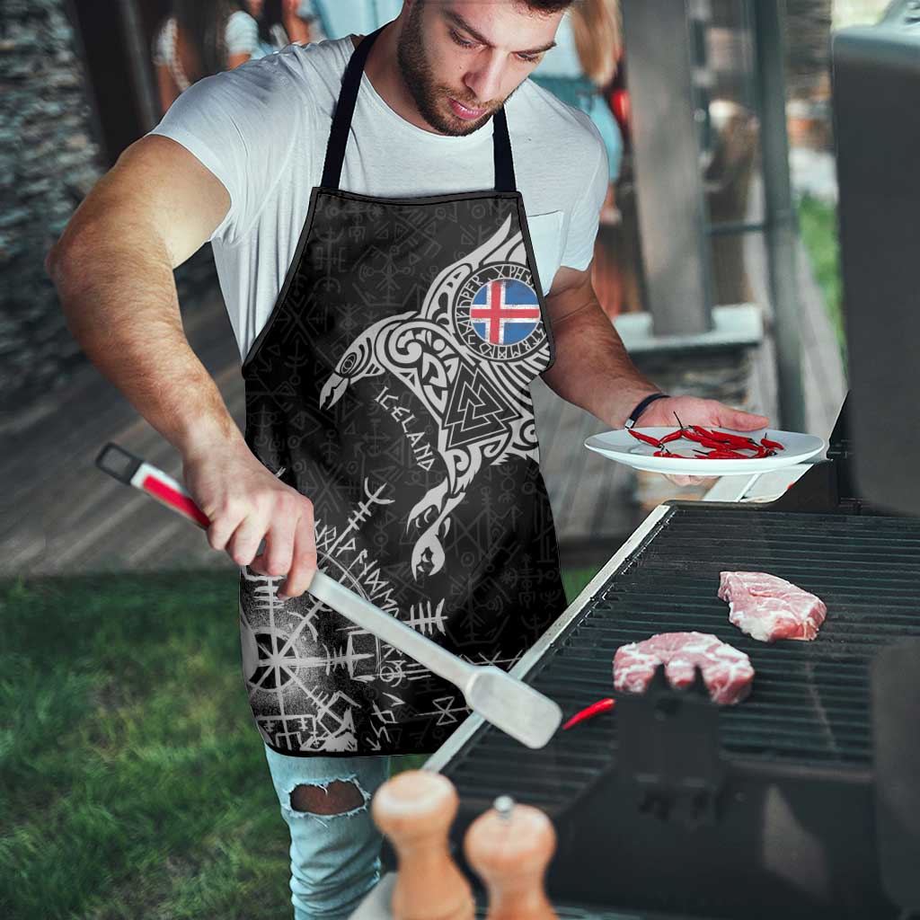 Iceland Viking Ravens Apron Vegvisir Runes Pattern - Wonder Print Shop