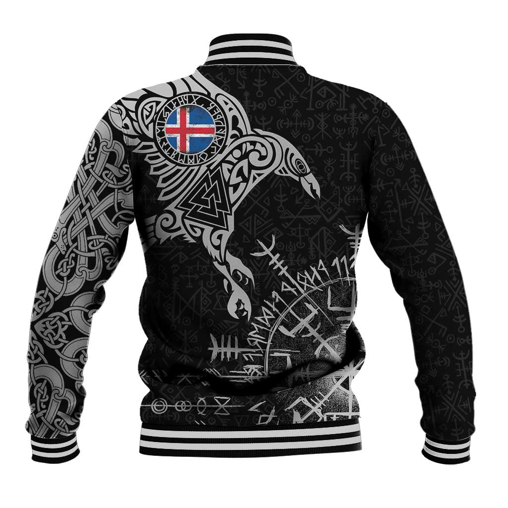 Iceland Viking Ravens Baseball Jacket Vegvisir Runes Pattern - Wonder Print Shop