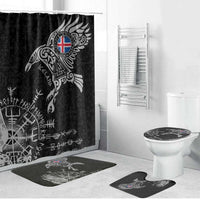 Iceland Viking Ravens Bathroom Set Vegvisir Runes Pattern - Wonder Print Shop