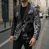 Iceland Viking Ravens Blazer Vegvisir Runes Pattern - Wonder Print Shop