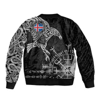 Iceland Viking Ravens Bomber Jacket Vegvisir Runes Pattern - Wonder Print Shop
