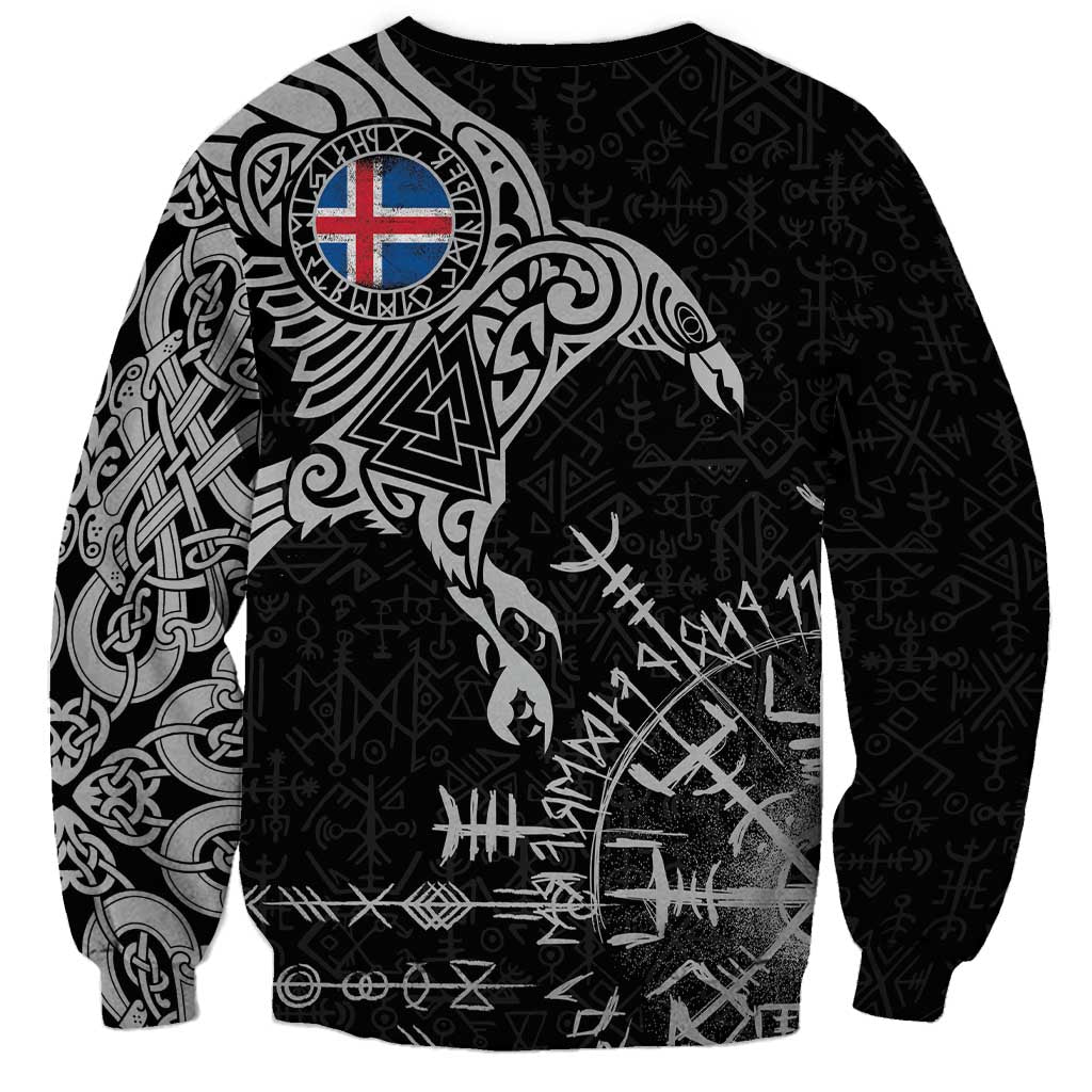 Iceland Viking Ravens Sweatshirt Vegvisir Runes Pattern - Wonder Print Shop