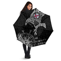 Faroe Islands Viking Ravens Umbrella Vegvisir Runes Pattern - Wonder Print Shop