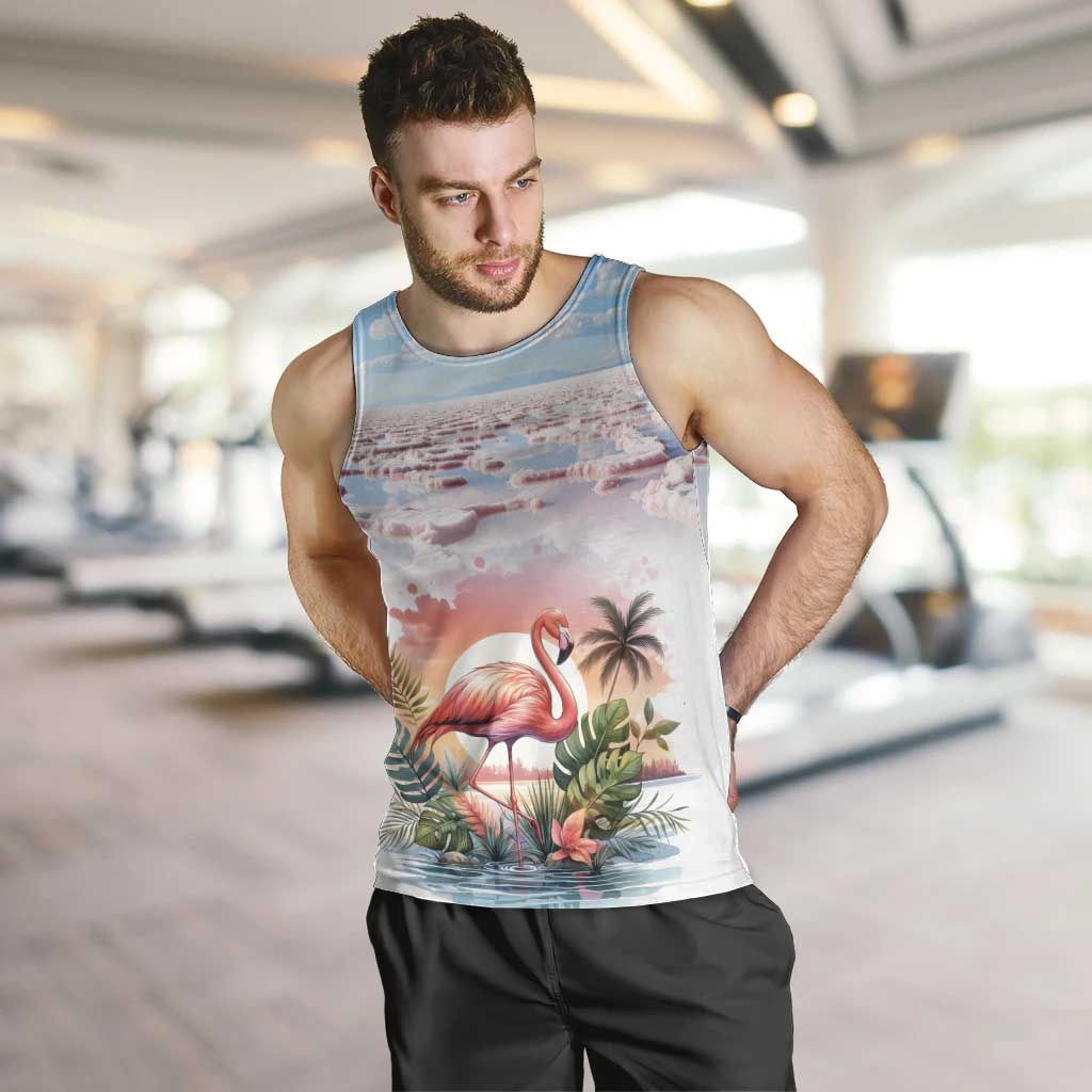 Personalized Bonaire Caribbean Flamingo Men Tank Top Pink Salt Flats - Wonder Print Shop