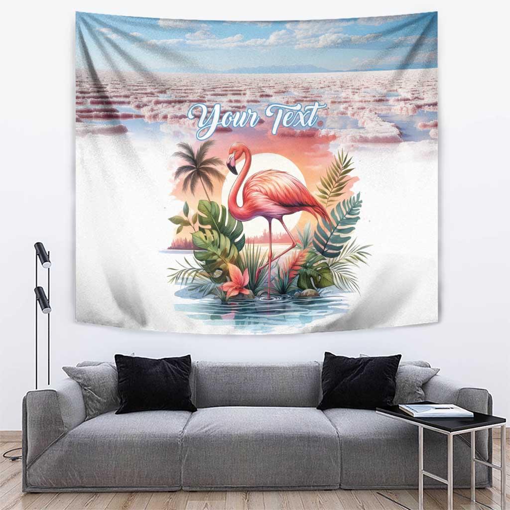 Personalized Bonaire Caribbean Flamingo Tapestry Pink Salt Flats