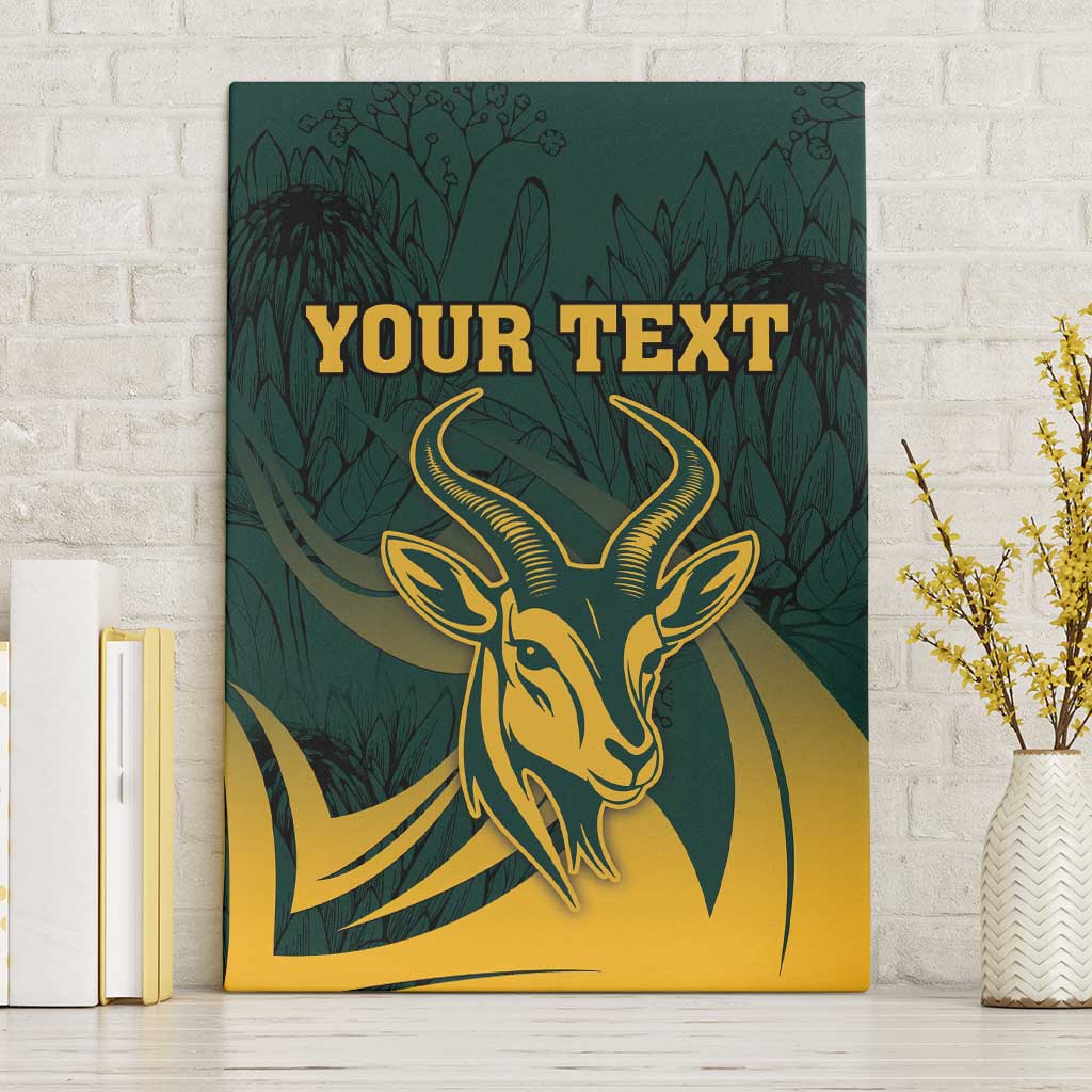 Personalized South Africa Springbok Canvas Wall Art With Trendy Protea Flowers Patterns - Wonder Print Shop