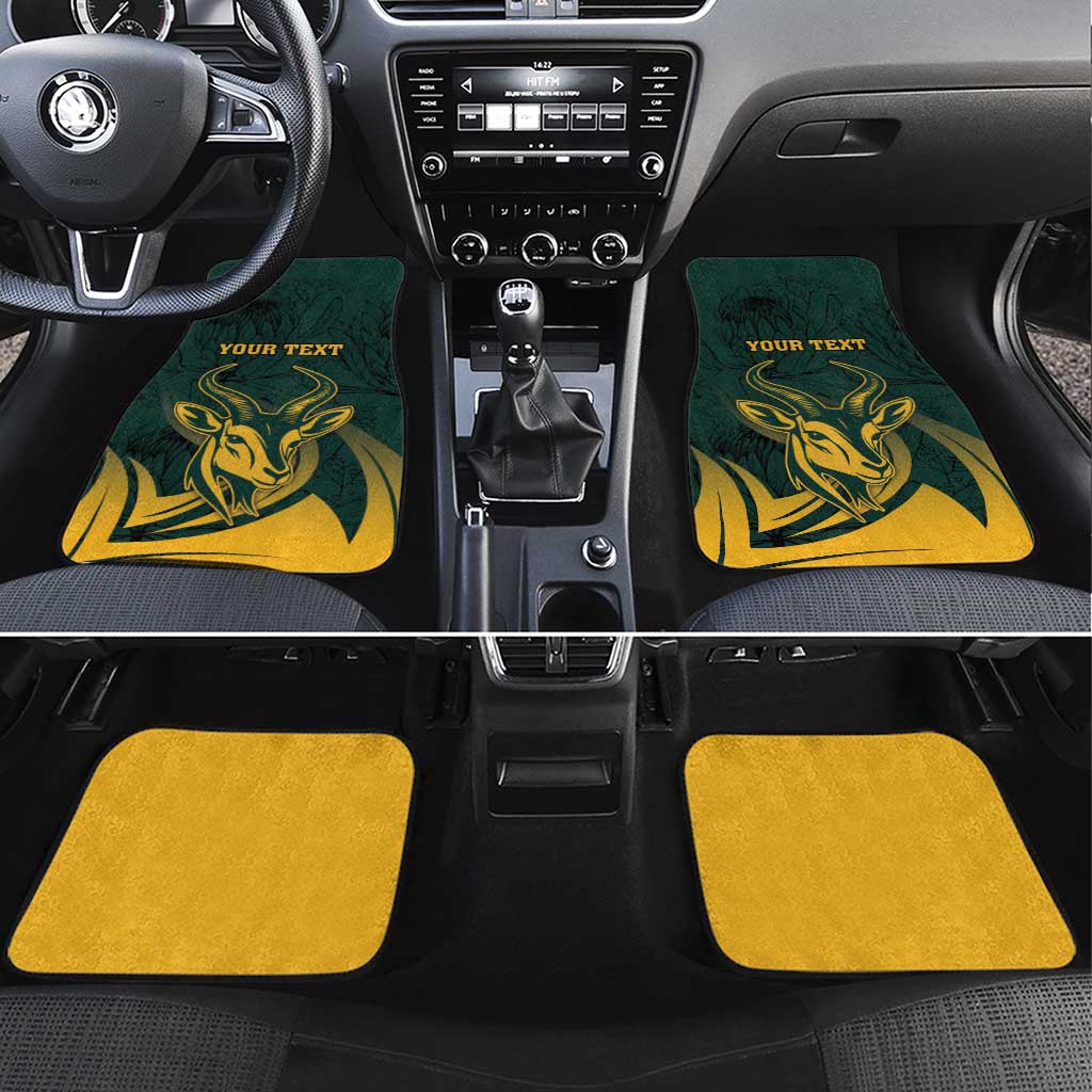 Personalized South Africa Springbok Car Mats With Trendy Protea Flowers Patterns - Wonder Print Shop