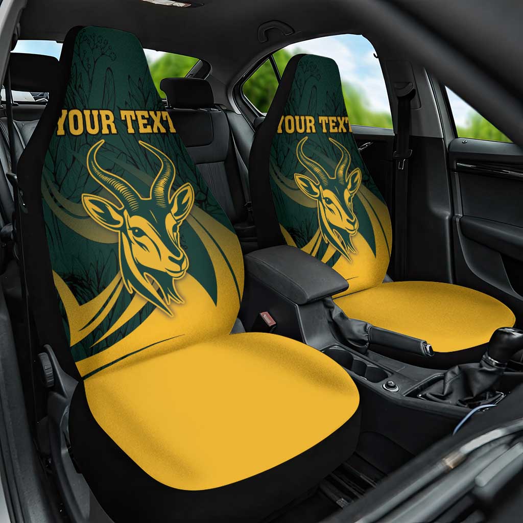 Personalized South Africa Springbok Car Seat Cover With Trendy Protea Flowers Patterns - Wonder Print Shop