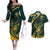 Personalized South Africa Springbok Couples Matching Off The Shoulder Long Sleeve Dress and Hawaiian Shirt With Trendy Protea Flowers Patterns - Wonder Print Shop