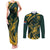 Personalized South Africa Springbok Couples Matching Tank Maxi Dress and Long Sleeve Button Shirt With Trendy Protea Flowers Patterns - Wonder Print Shop