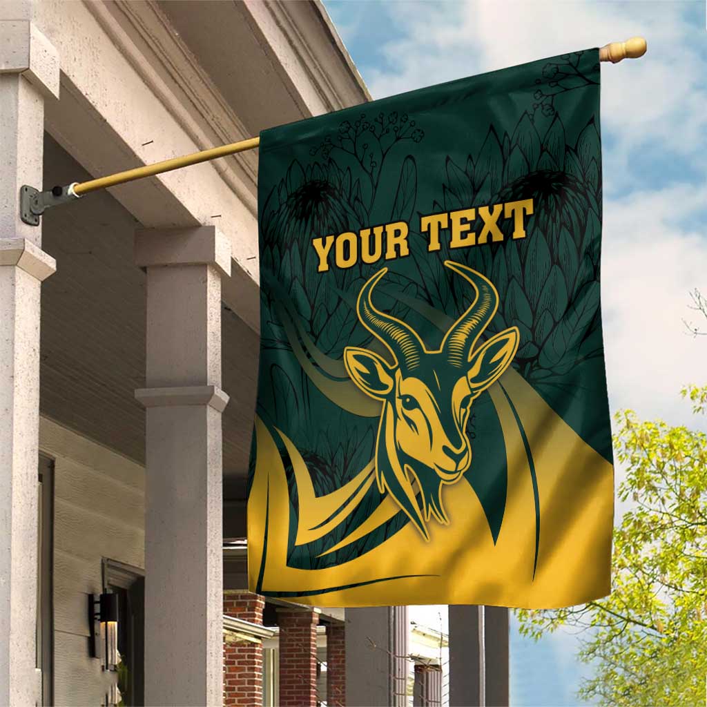 Personalized South Africa Springbok Garden Flag With Trendy Protea Flowers Patterns - Wonder Print Shop