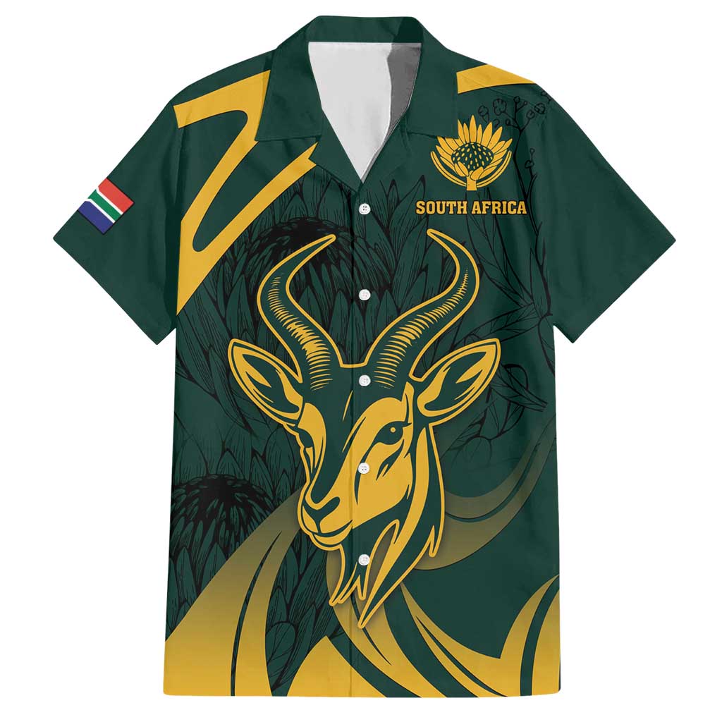 Personalized South Africa Springbok Hawaiian Shirt With Trendy Protea Flowers Patterns - Wonder Print Shop