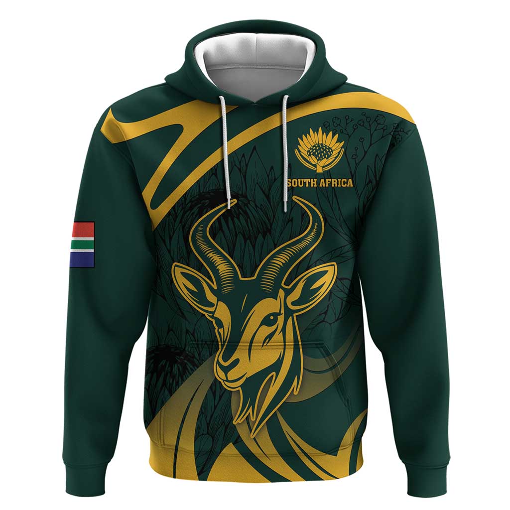 Personalized South Africa Springbok Hoodie With Trendy Protea Flowers Patterns - Wonder Print Shop