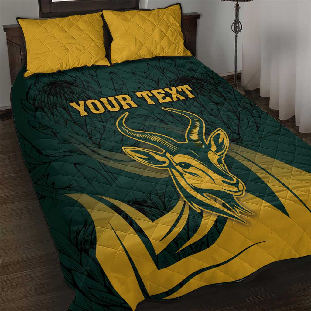 Personalized South Africa Springbok Quilt Bed Set With Trendy Protea Flowers Patterns - Wonder Print Shop