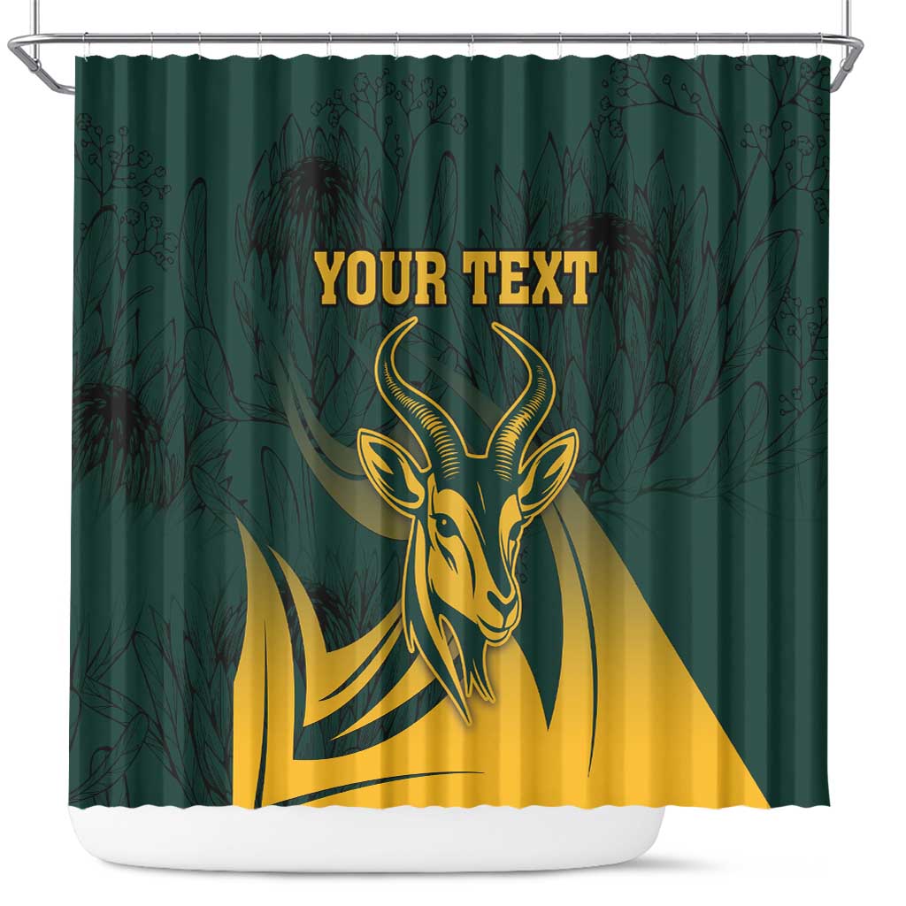 Personalized South Africa Springbok Shower Curtain With Trendy Protea Flowers Patterns