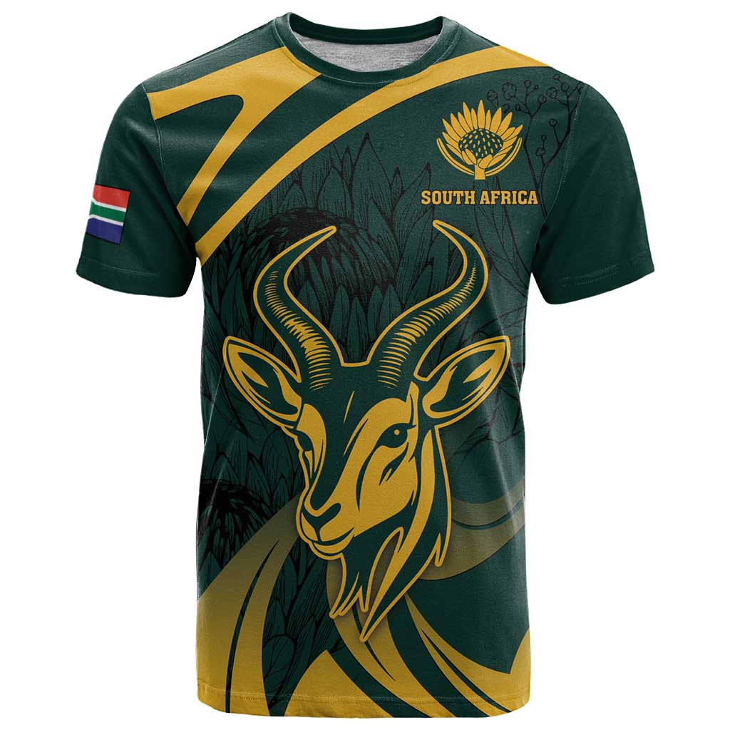 Personalized South Africa Springbok T Shirt With Trendy Protea Flowers Patterns