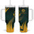 Personalized South Africa Springbok Tumbler With Handle With Trendy Protea Flowers Patterns