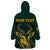 Personalized South Africa Springbok Wearable Blanket Hoodie With Trendy Protea Flowers Patterns