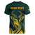 Personalized South Africa Springbok Women V-Neck T-Shirt With Trendy Protea Flowers Patterns