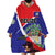 Personalized Belize Coat Of Arms Wearable Blanket Hoodie With Black Orchid Flowers