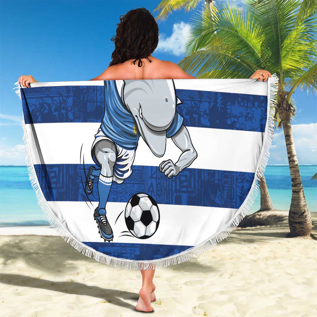 Greece Football Beach Blanket Dolphin Mascot Grunge Style - Wonder Print Shop