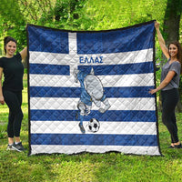 Greece Football Quilt Dolphin Mascot Grunge Style - Wonder Print Shop