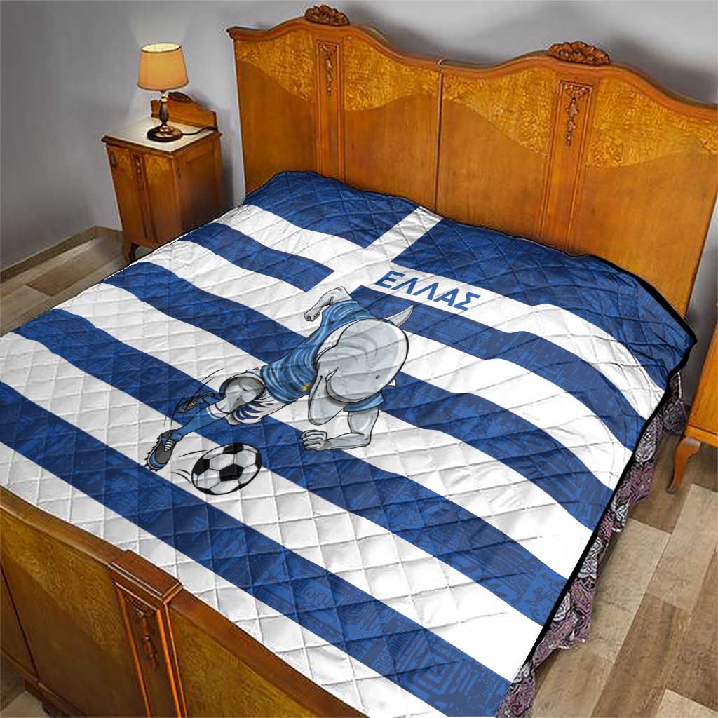 Greece Football Quilt Dolphin Mascot Grunge Style - Wonder Print Shop