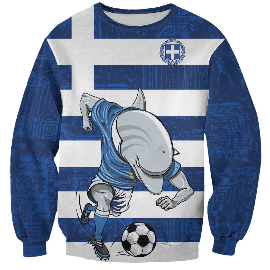 Greece Football Sweatshirt Dolphin Mascot Grunge Style - Wonder Print Shop