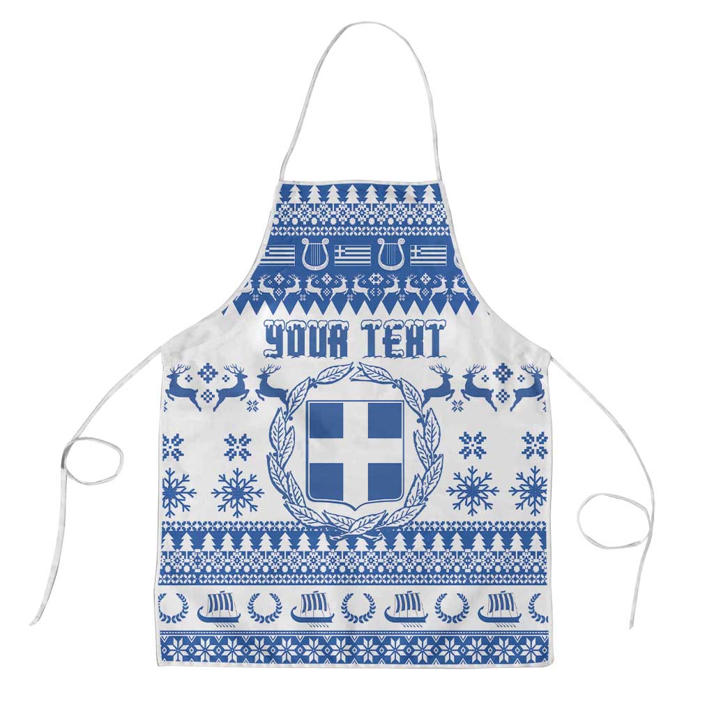Personalized Christmas Greece Coat Of Arms Apron Hellas Kala Christougena - Wonder Print Shop