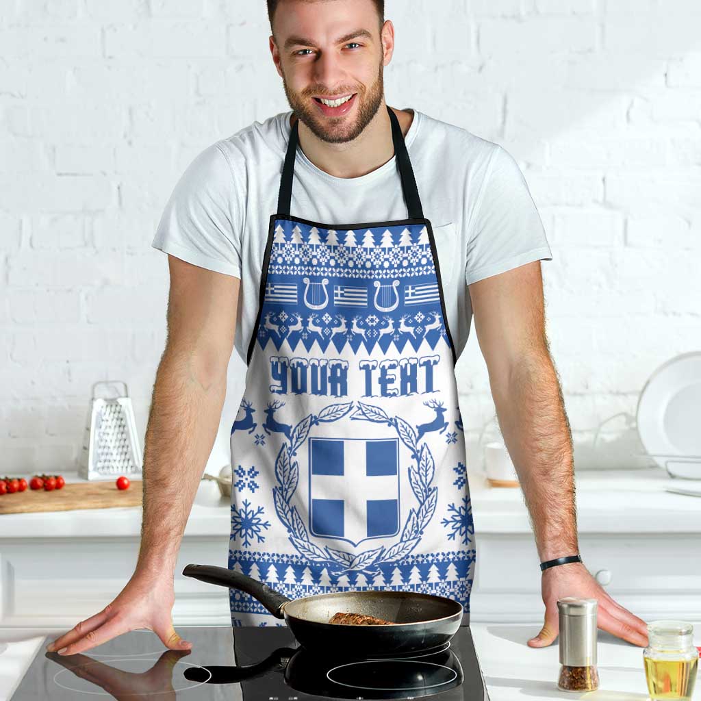 Personalized Christmas Greece Coat Of Arms Apron Hellas Kala Christougena - Wonder Print Shop