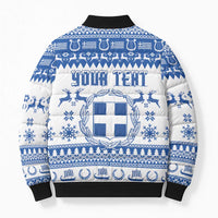 Personalized Christmas Greece Coat Of Arms Bomber Puffer Jacket Hellas Kala Christougena - Wonder Print Shop