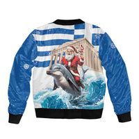 Greece Christmas Bomber Jacket Santa Claus Riding Dolphin - Wonder Print Shop