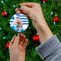 Greece Christmas Ceramic Ornament Santa Claus Riding Dolphin - Wonder Print Shop