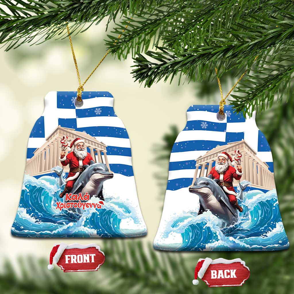 Greece Christmas Ceramic Ornament Santa Claus Riding Dolphin - Wonder Print Shop