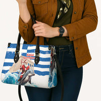 Greece Christmas Leather Bag Santa Claus Riding Dolphin - Wonder Print Shop