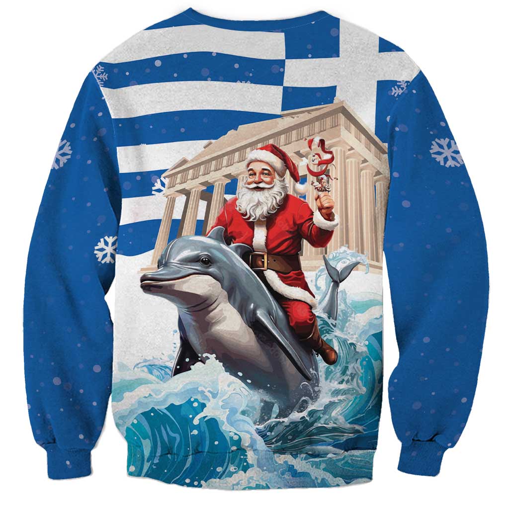 Greece Christmas Sweatshirt Santa Claus Riding Dolphin - Wonder Print Shop