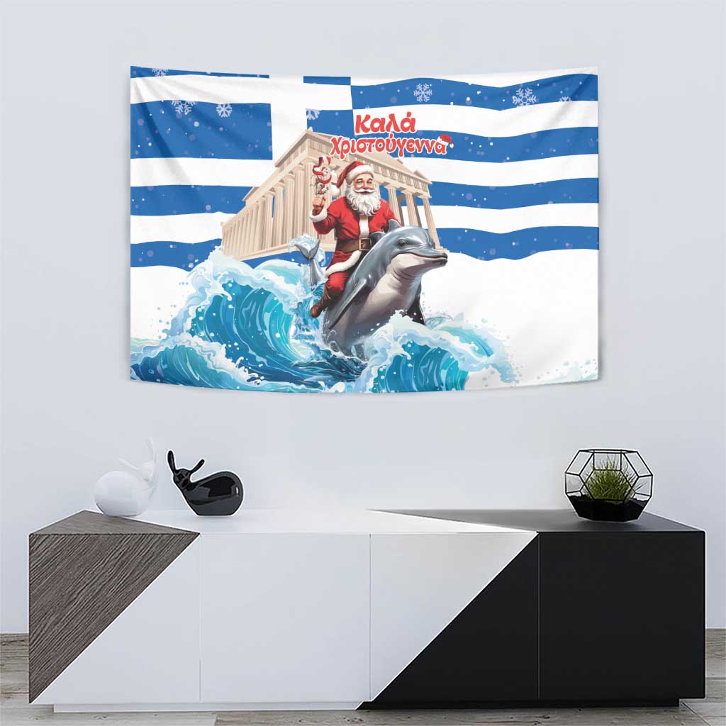 Greece Christmas Tapestry Santa Claus Riding Dolphin - Wonder Print Shop