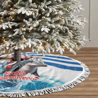 Greece Christmas Tree Skirt Santa Claus Riding Dolphin - Wonder Print Shop