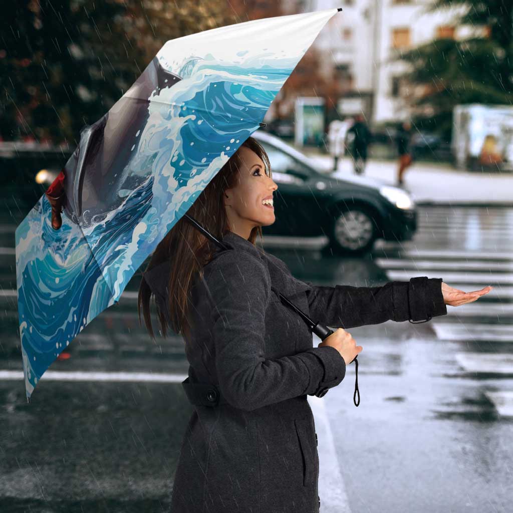 Greece Christmas Umbrella Santa Claus Riding Dolphin - Wonder Print Shop