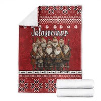 Red Yule Lads Iceland blanket with folklore character print