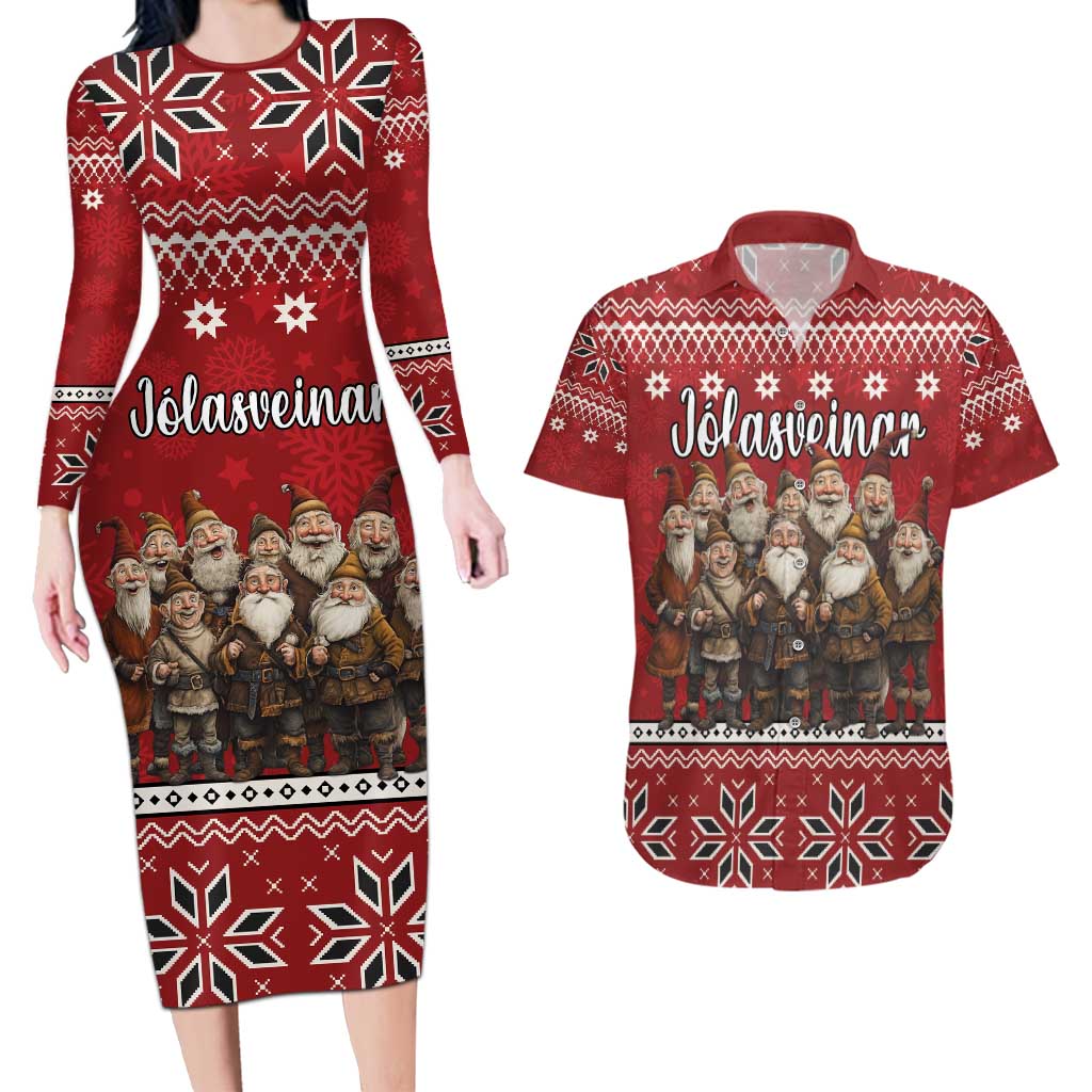 Yule Lads Iceland Couples Matching Long Sleeve Bodycon Dress and Hawaiian Shirt Icelandic Christmas folklore - Wonder Print Shop