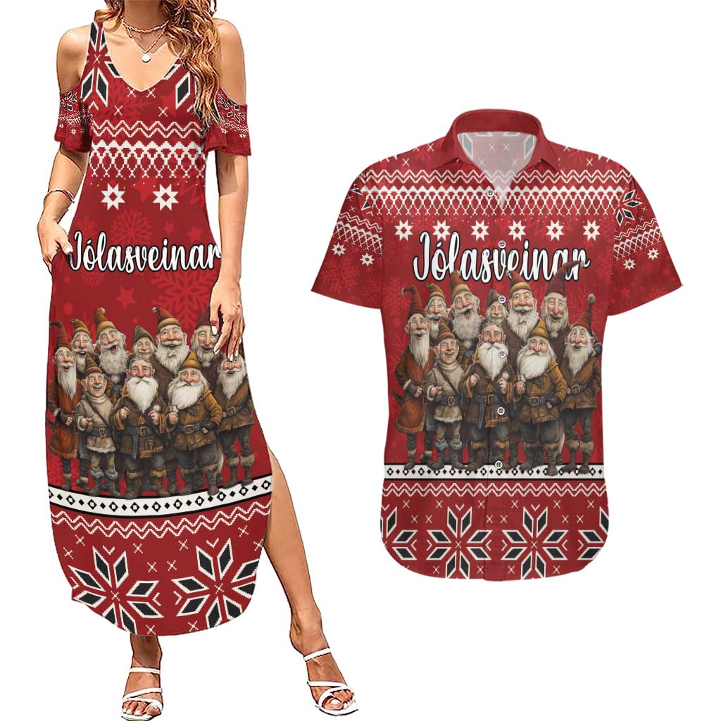 Yule Lads Iceland Couples Matching Summer Maxi Dress and Hawaiian Shirt Icelandic Christmas folklore - Wonder Print Shop