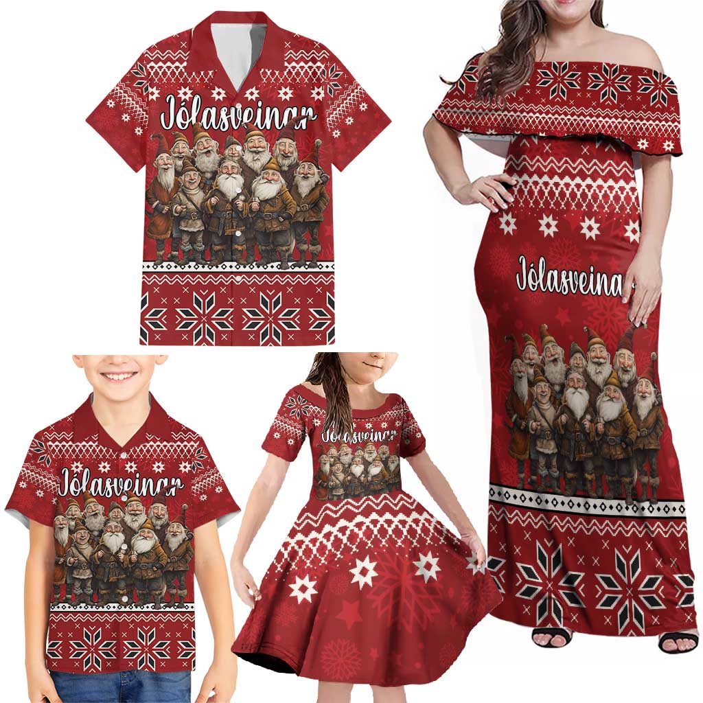 Yule Lads Iceland Family Matching Off Shoulder Maxi Dress and Hawaiian Shirt Icelandic Christmas folklore - Wonder Print Shop