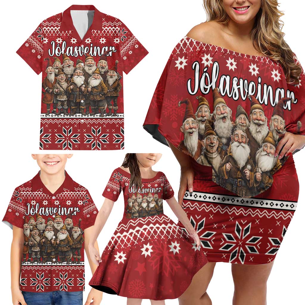 Yule Lads Iceland Family Matching Off Shoulder Short Dress and Hawaiian Shirt Icelandic Christmas folklore - Wonder Print Shop