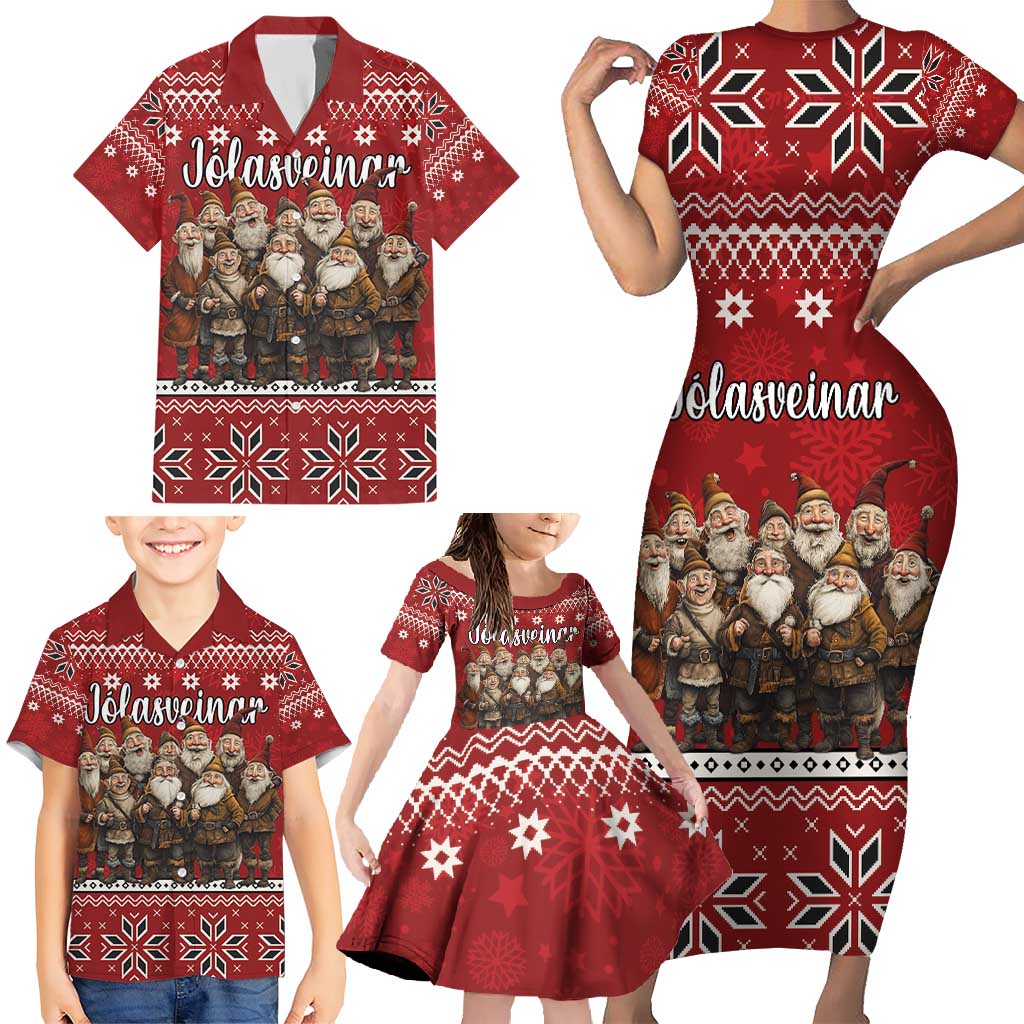 Yule Lads Iceland Family Matching Short Sleeve Bodycon Dress and Hawaiian Shirt Icelandic Christmas folklore - Wonder Print Shop