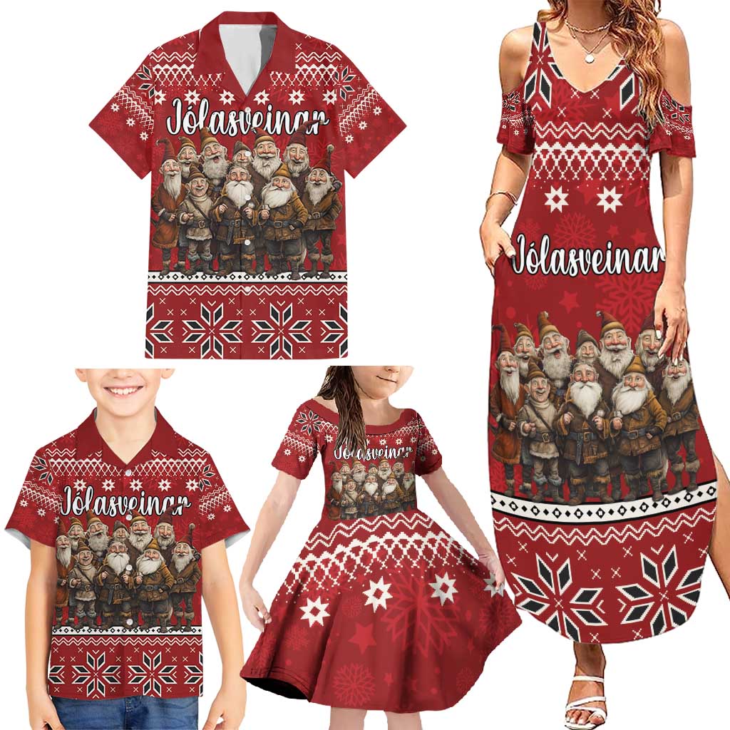 Yule Lads Iceland Family Matching Summer Maxi Dress and Hawaiian Shirt Icelandic Christmas folklore - Wonder Print Shop